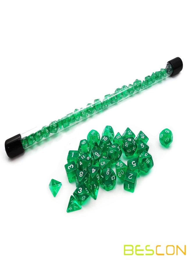 Bescon 28pcs Translucent Green Mini Polyhedral Dice Set in Tube, for Dungeons and Dragons RPG Dice 4X7pcs,Mini Gem Green Dice Set - Image 4